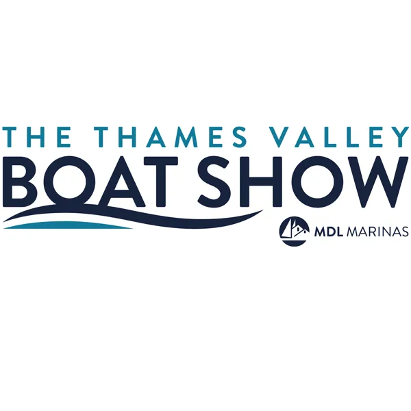 Logo for The Thames Valley Boat Show by MDL Marinas, featuring text with a wave design and the MDL Marinas logo on the right.